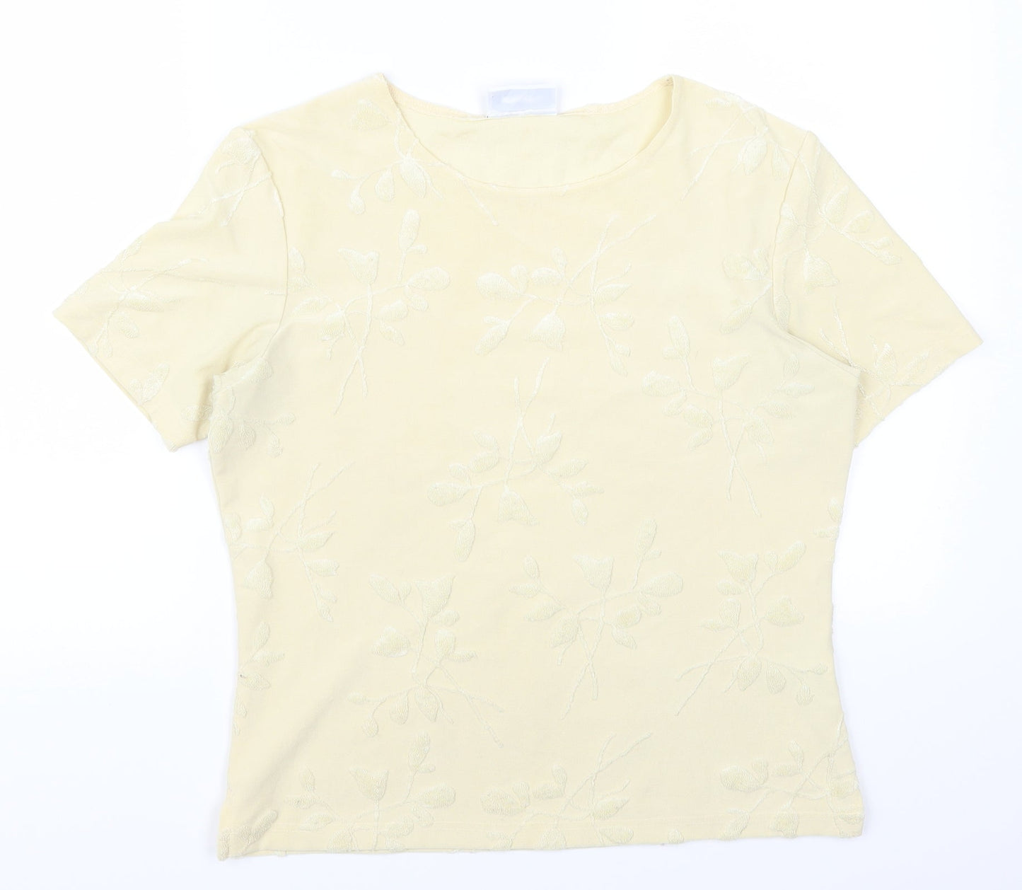 Womens UK Size 14 Principles Yellow Basic T-Shirt