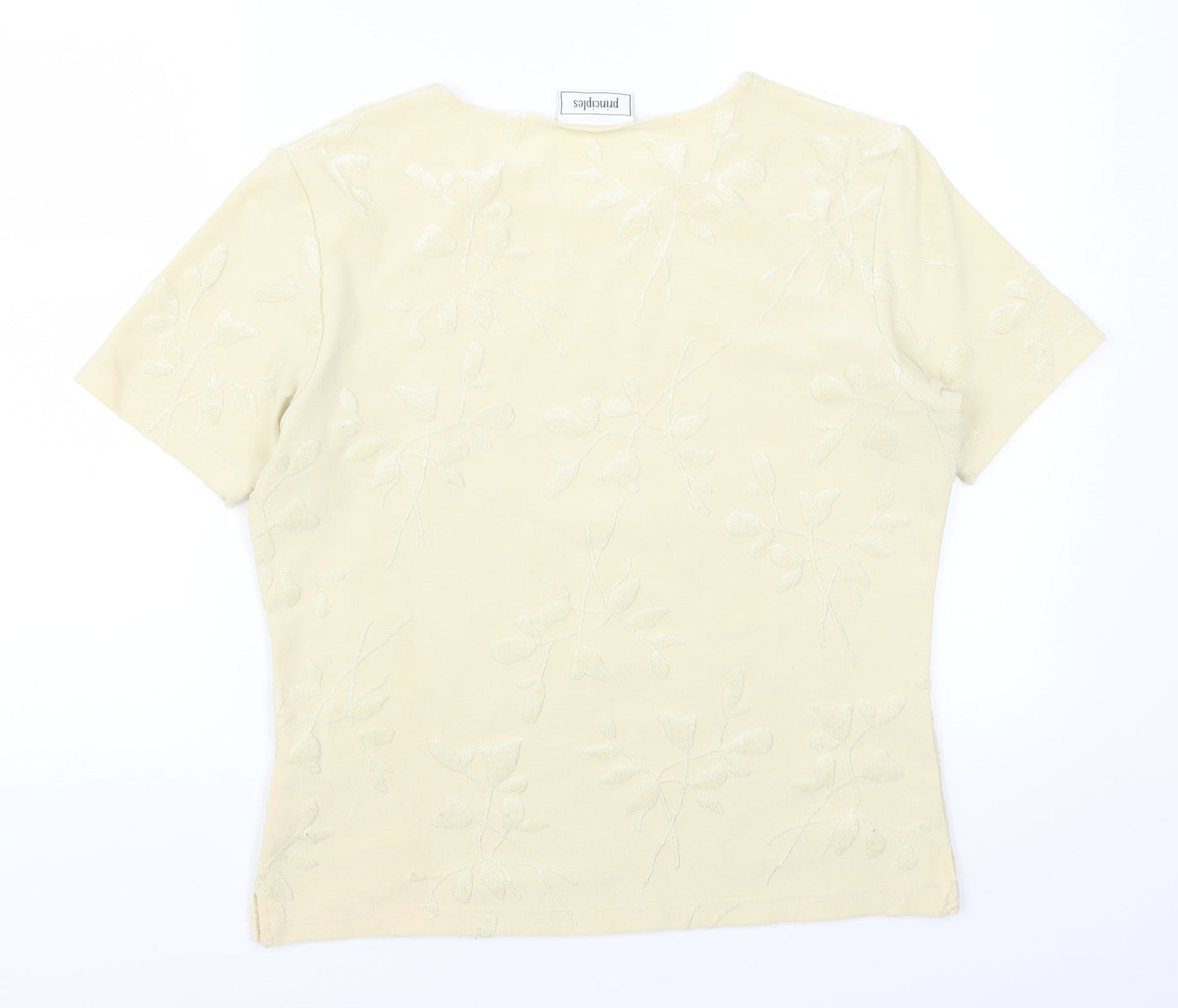 Womens UK Size 14 Principles Yellow Basic T-Shirt