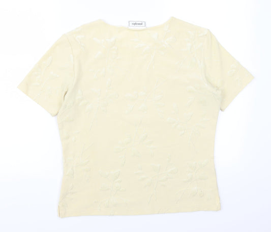 Womens UK Size 14 Principles Yellow Basic T-Shirt