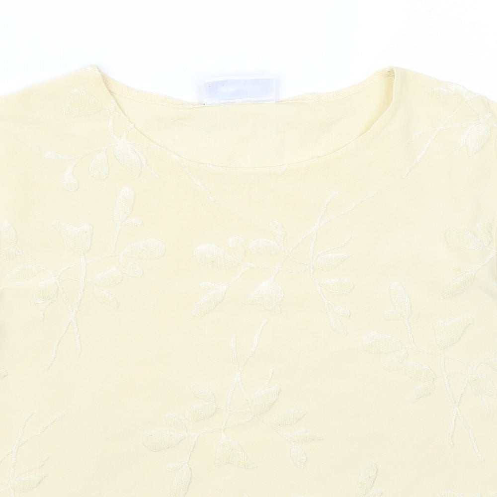 Womens UK Size 14 Principles Yellow Basic T-Shirt
