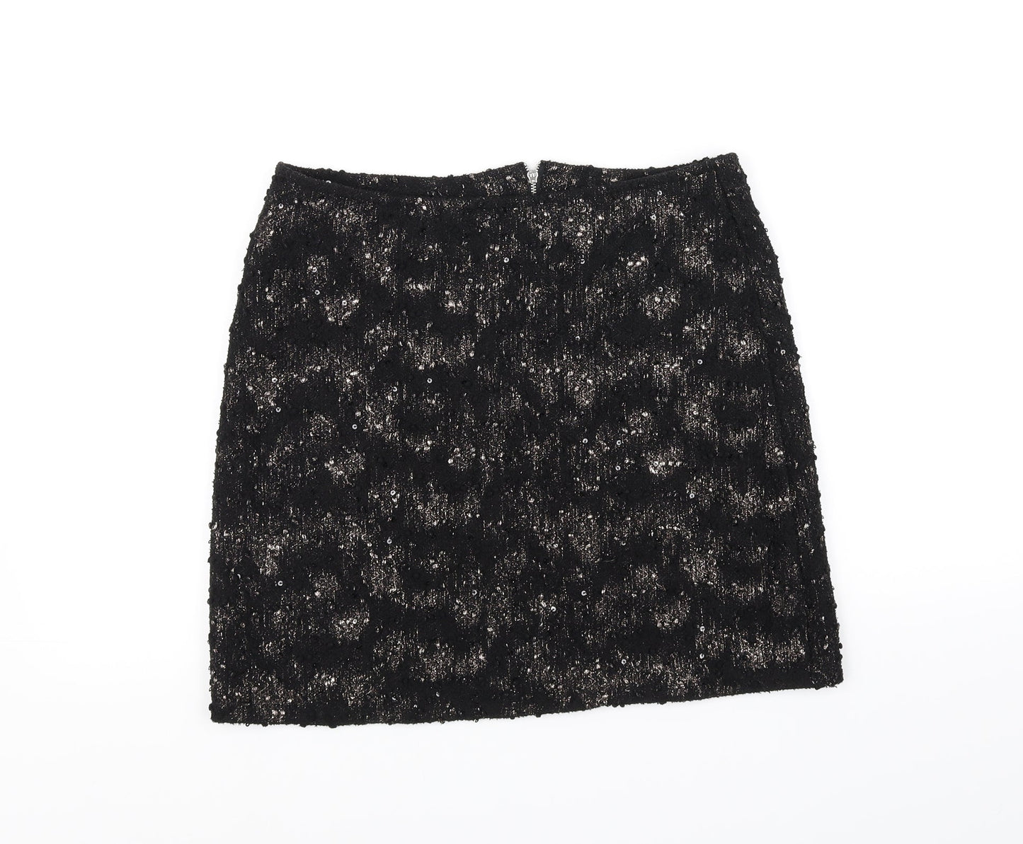 NEXT Womens Black Houndstooth  Flare Skirt Size 10