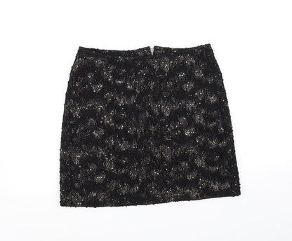 NEXT Womens Black Houndstooth  Flare Skirt Size 10