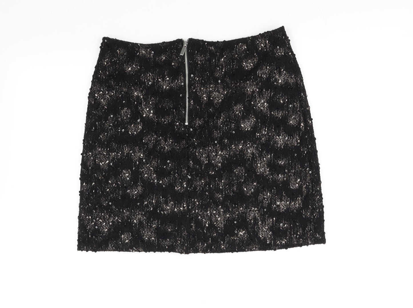 NEXT Womens Black Houndstooth  Flare Skirt Size 10