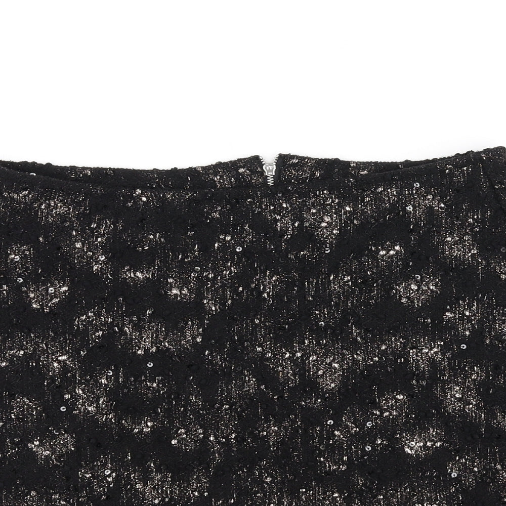 NEXT Womens Black Houndstooth  Flare Skirt Size 10