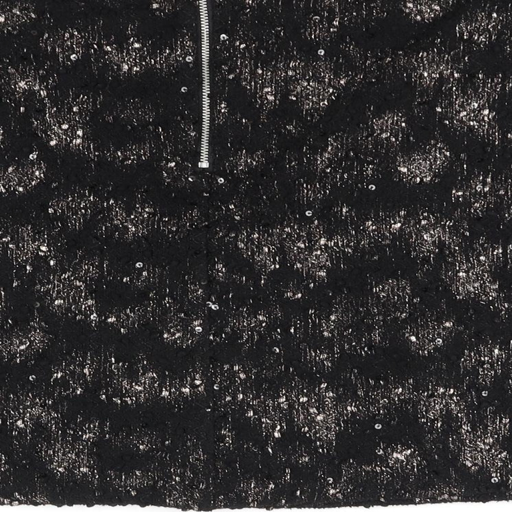 NEXT Womens Black Houndstooth  Flare Skirt Size 10