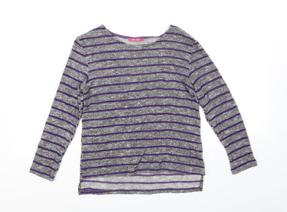 YD Girls Grey Striped  Pullover Jumper Size 11-12 Years