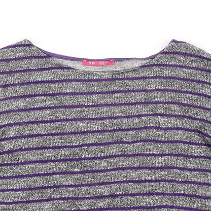 YD Girls Grey Striped  Pullover Jumper Size 11-12 Years