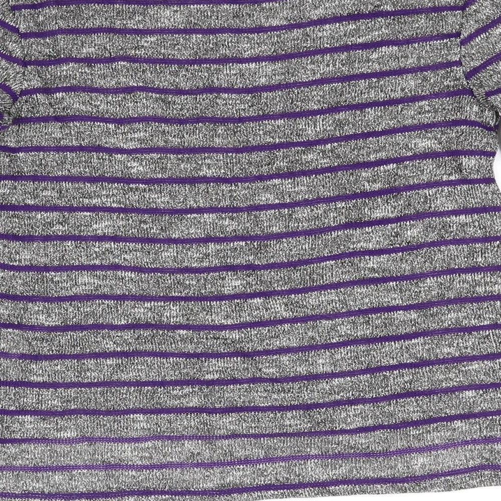 YD Girls Grey Striped  Pullover Jumper Size 11-12 Years
