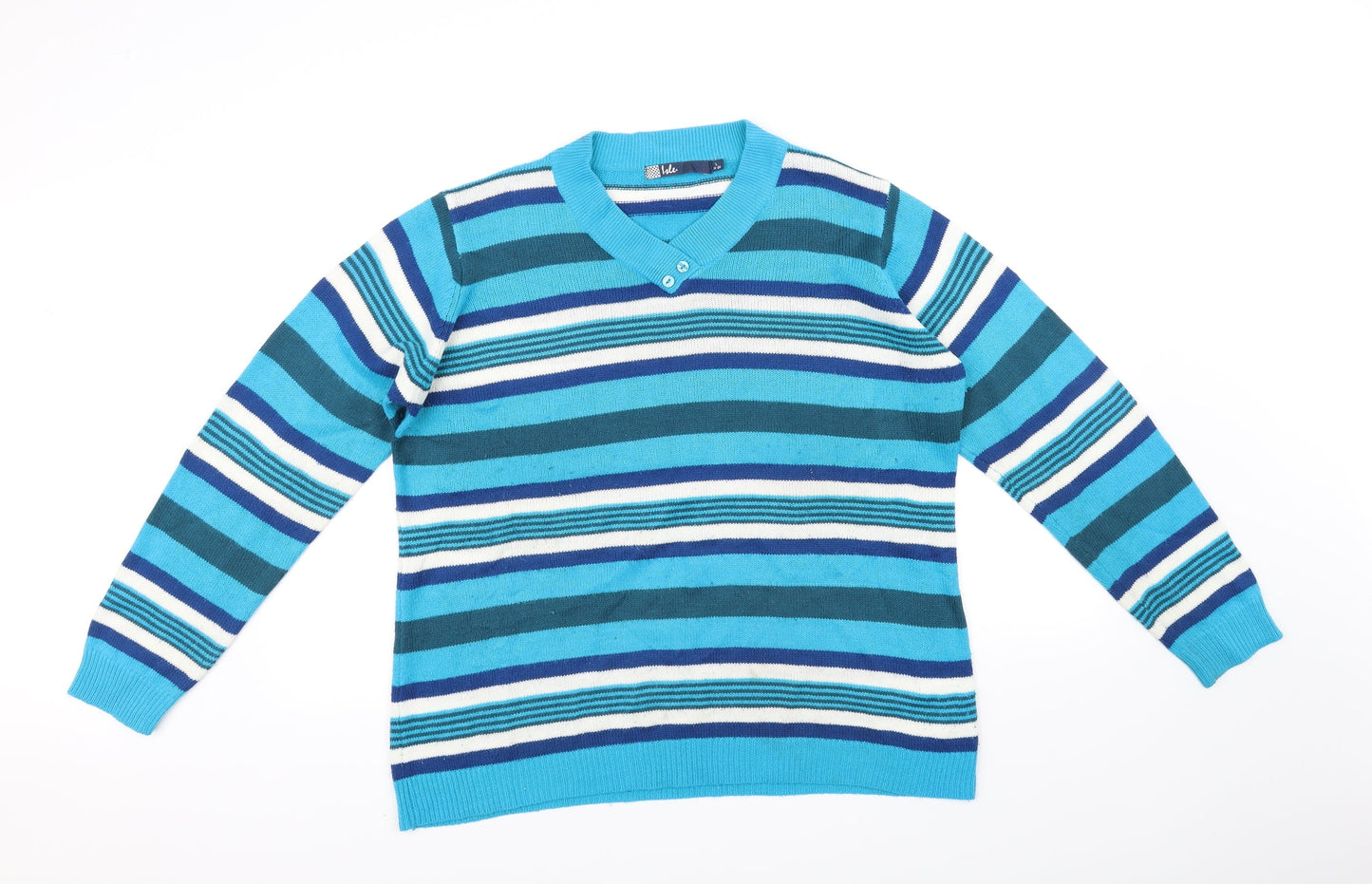 Ble Womens Blue Striped  Pullover Jumper Size L