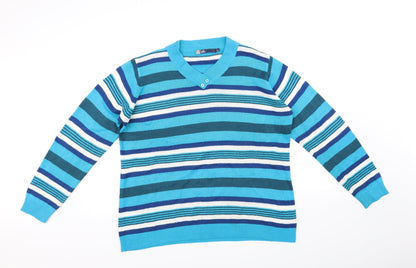 Ble Womens Blue Striped  Pullover Jumper Size L