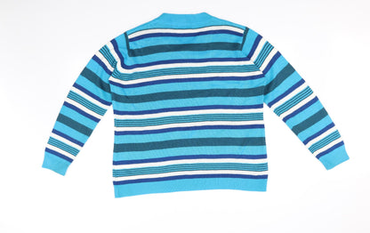 Ble Womens Blue Striped  Pullover Jumper Size L