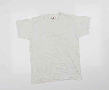 Womens UK Size S Fruit of the Loom White Basic T-Shirt
