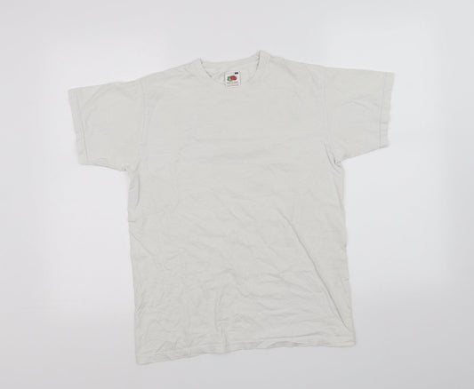 Womens UK Size S Fruit of the Loom White Basic T-Shirt