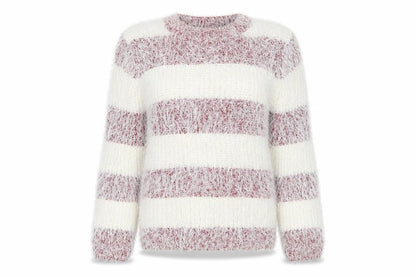 Koopoi Girls White Striped  Pullover Jumper One Size