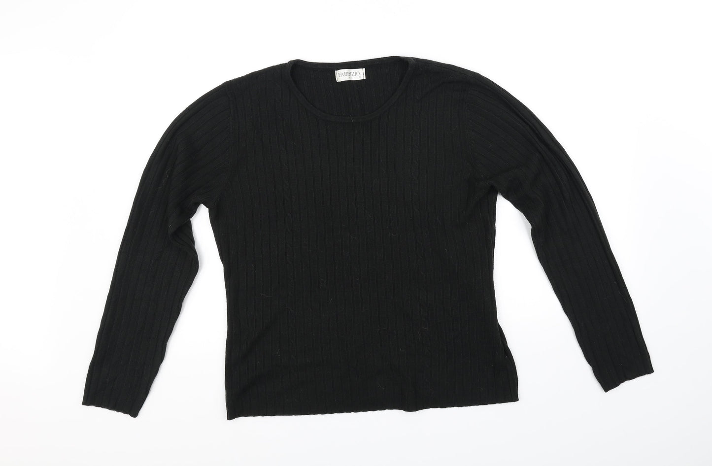 Womens UK Size L FABRIZIO Black Basic T-Shirt