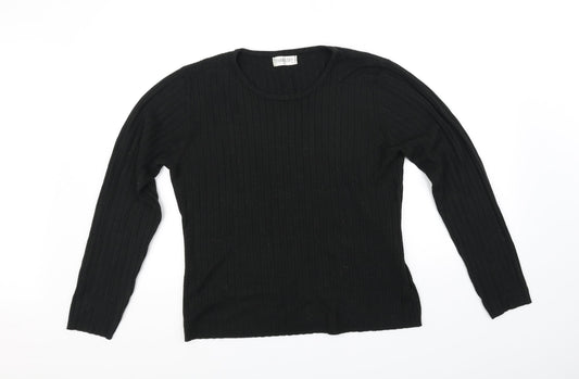 Womens UK Size L FABRIZIO Black Basic T-Shirt