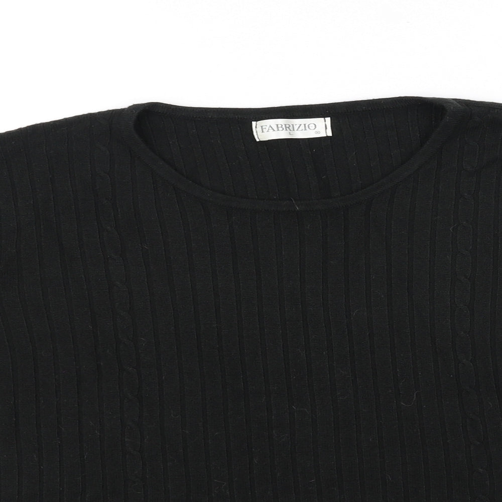 Womens UK Size L FABRIZIO Black Basic T-Shirt