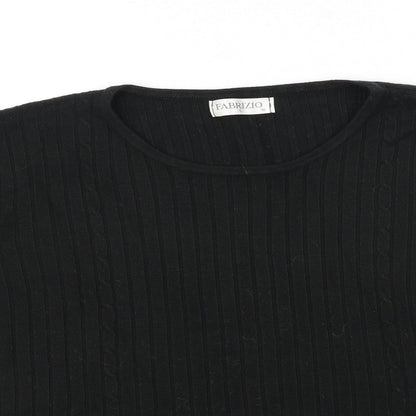 Womens UK Size L FABRIZIO Black Basic T-Shirt