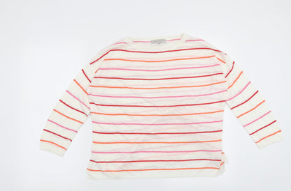 Nutmeg Womens White Striped  Pullover Jumper Size 10