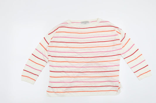 Nutmeg Womens White Striped  Pullover Jumper Size 10