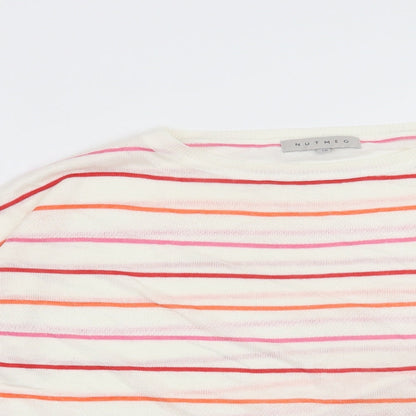 Nutmeg Womens White Striped  Pullover Jumper Size 10