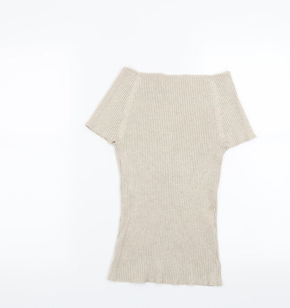 Grace Womens Beige Striped  Pullover Jumper Size S