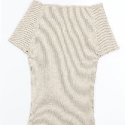 Grace Womens Beige Striped  Pullover Jumper Size S