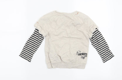 NEXT Girls Beige Striped  Pullover Sweatshirt Size 4 Years  - What I like , Cats, Pretty Flowers, Penguins