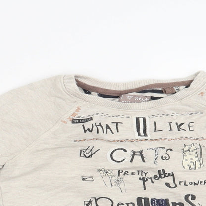 NEXT Girls Beige Striped  Pullover Sweatshirt Size 4 Years  - What I like , Cats, Pretty Flowers, Penguins