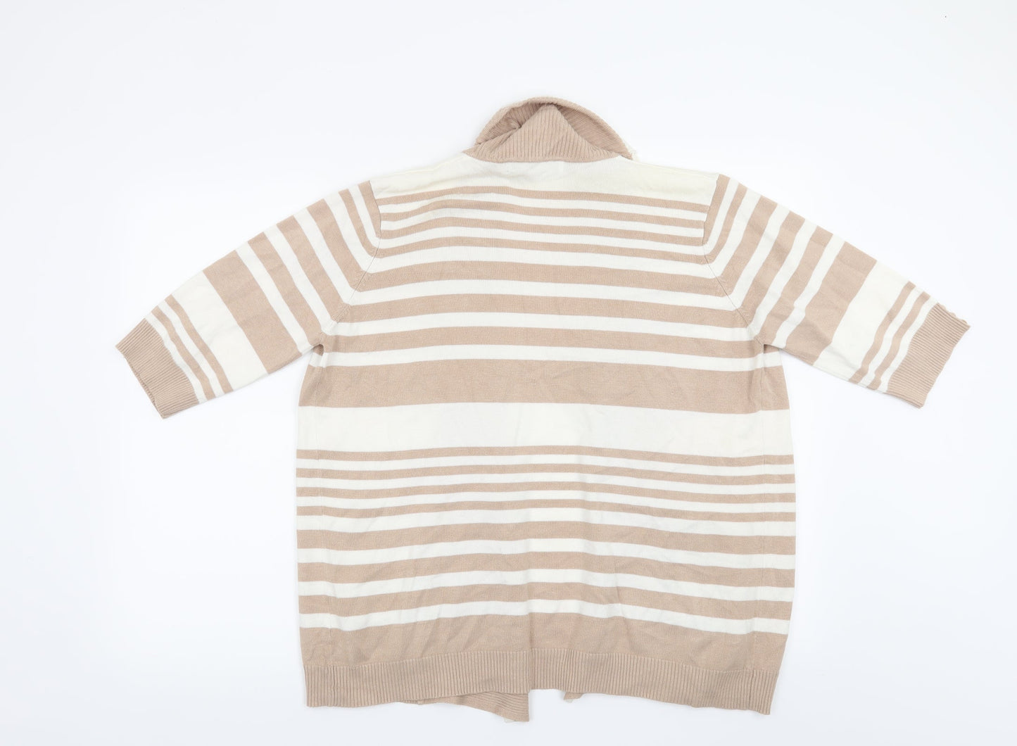 Isle Womens Beige Striped  Cardigan Jumper Size 14