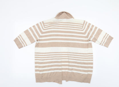 Isle Womens Beige Striped  Cardigan Jumper Size 14