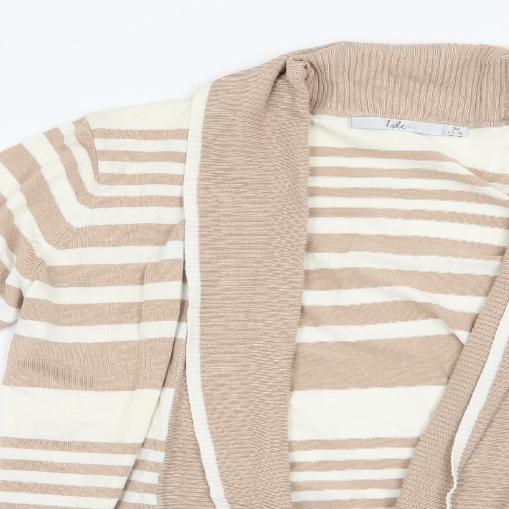 Isle Womens Beige Striped  Cardigan Jumper Size 14