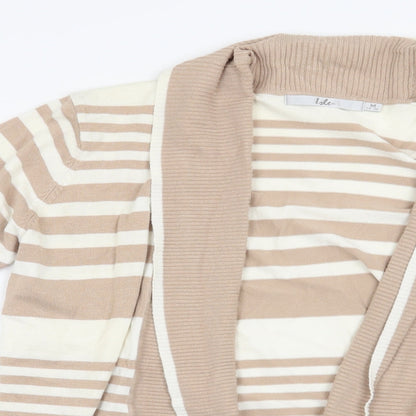 Isle Womens Beige Striped  Cardigan Jumper Size 14