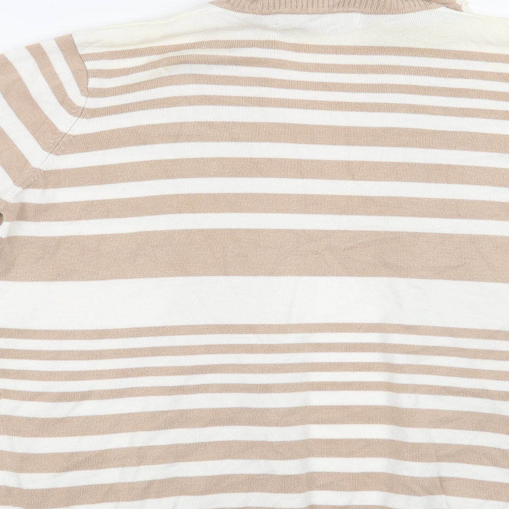 Isle Womens Beige Striped  Cardigan Jumper Size 14