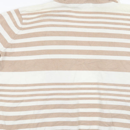 Isle Womens Beige Striped  Cardigan Jumper Size 14