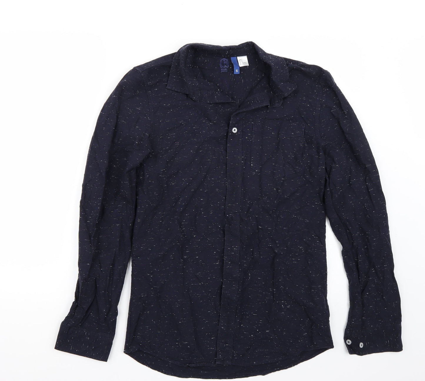 Mens UK Size S H&M Blue  Button-Up Long Sleeve Casual Shirt