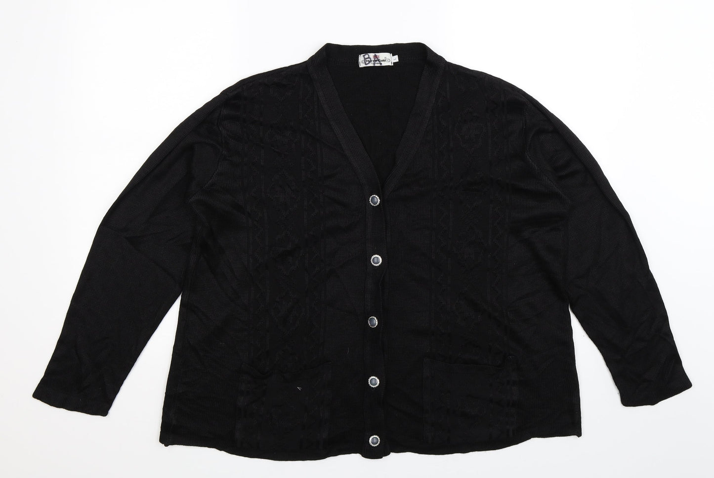 Merry Gold Womens Black  Knit Cardigan Jumper Size L
