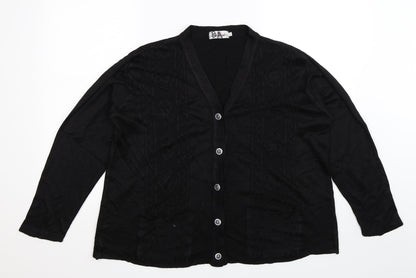 Merry Gold Womens Black  Knit Cardigan Jumper Size L