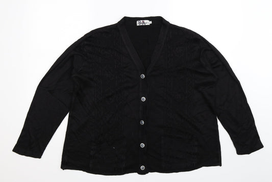 Merry Gold Womens Black  Knit Cardigan Jumper Size L