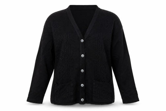 Merry Gold Womens Black  Knit Cardigan Jumper Size L