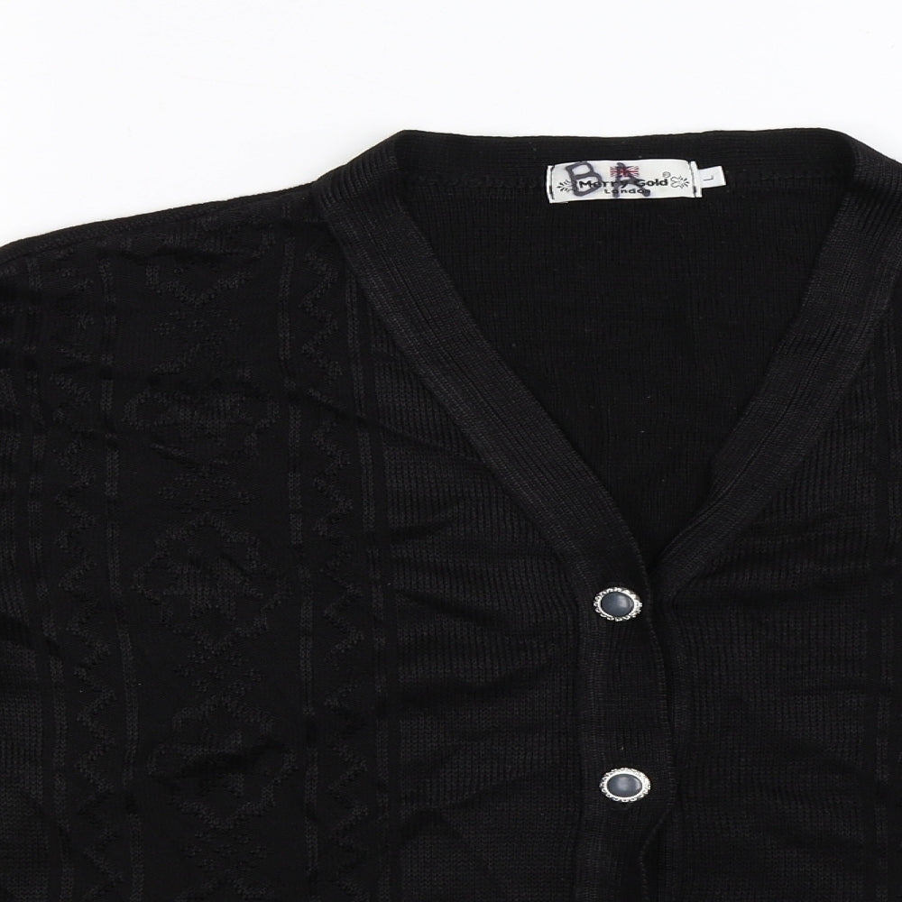 Merry Gold Womens Black  Knit Cardigan Jumper Size L