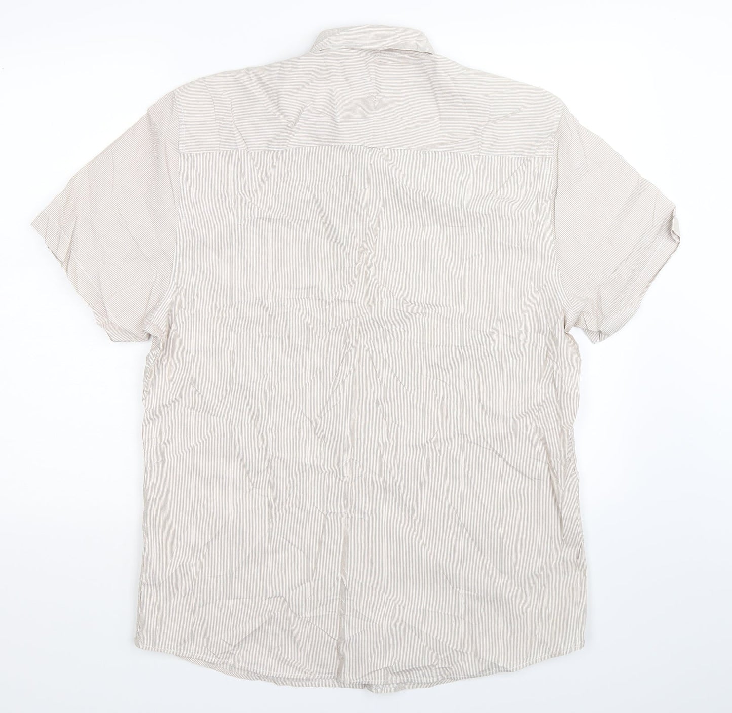 ACW85 Mens Beige Striped   Button-Up Size M