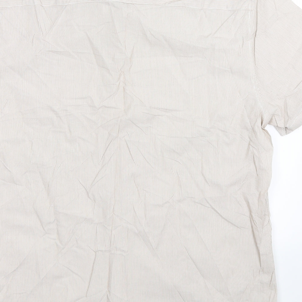 ACW85 Mens Beige Striped   Button-Up Size M