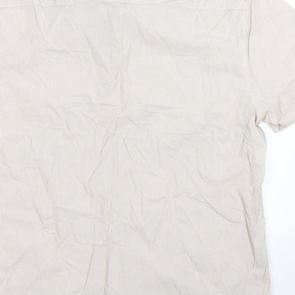 ACW85 Mens Beige Striped   Button-Up Size M