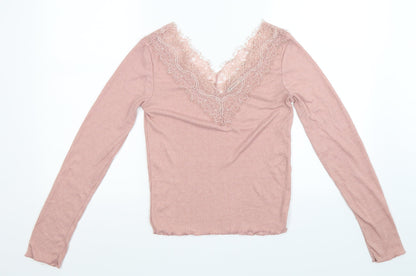 Womens UK Size S Stradivarius Pink Basic T-Shirt