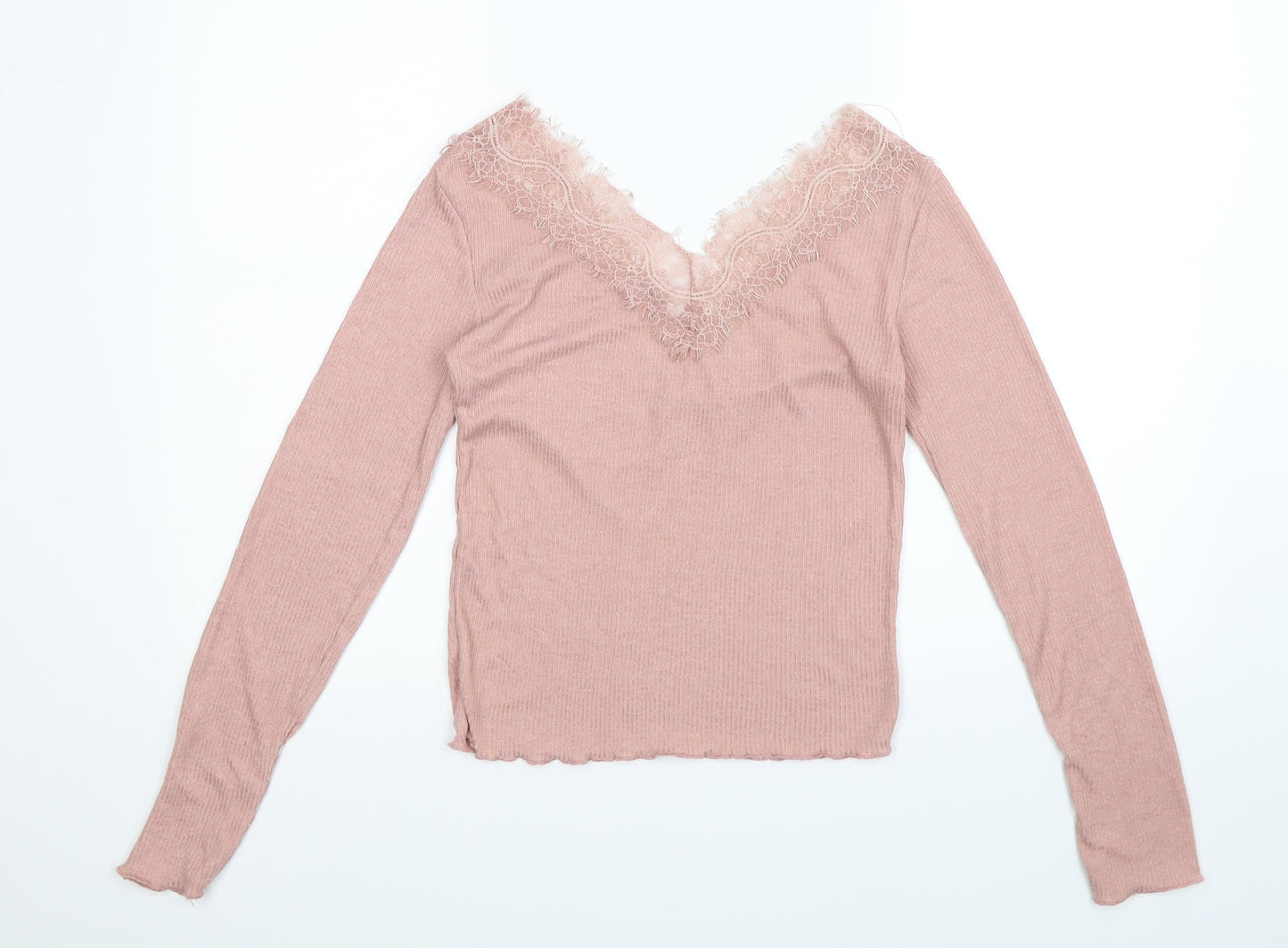 Womens UK Size S Stradivarius Pink Basic T-Shirt