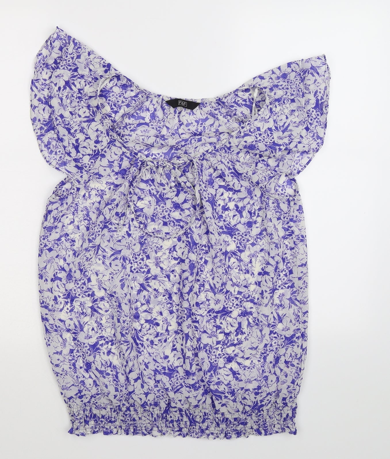 F&F Womens White Floral  Basic Blouse Size 10