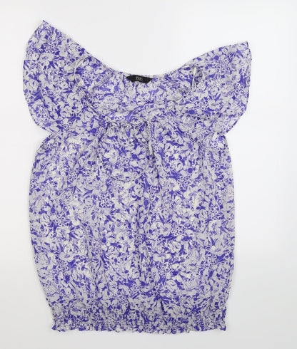 F&F Womens White Floral  Basic Blouse Size 10