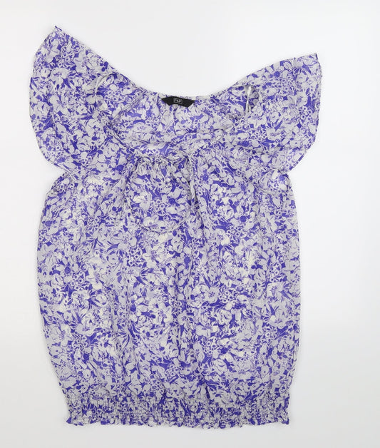 F&F Womens White Floral  Basic Blouse Size 10