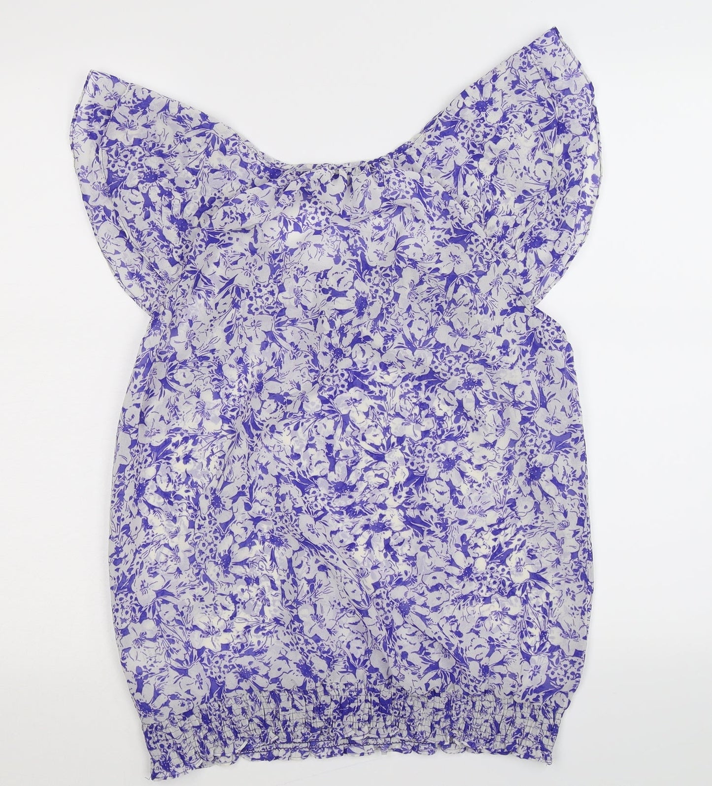 F&F Womens White Floral  Basic Blouse Size 10